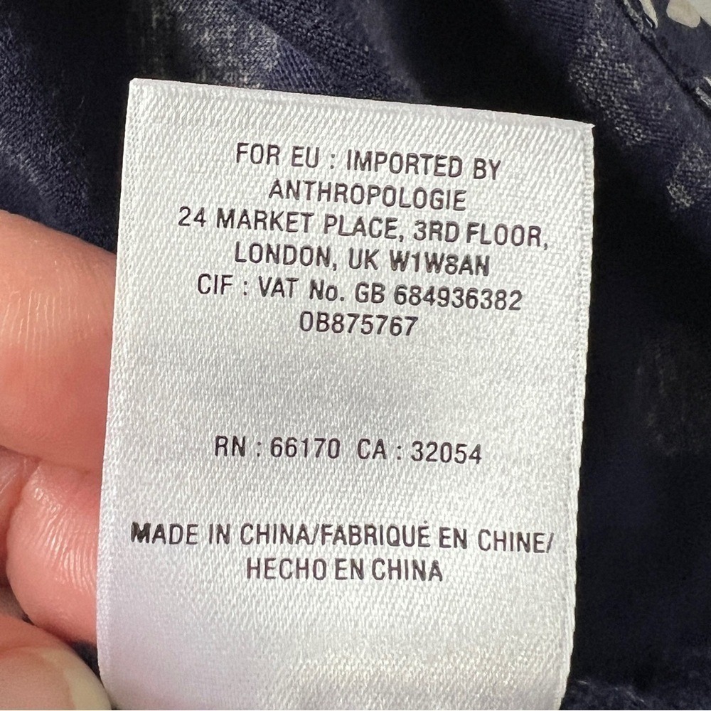 Anthropologie Maeve Navy Blue & White Polka Dot Cotton Modal Short Sleeve Top XS - Picture 11 of 11